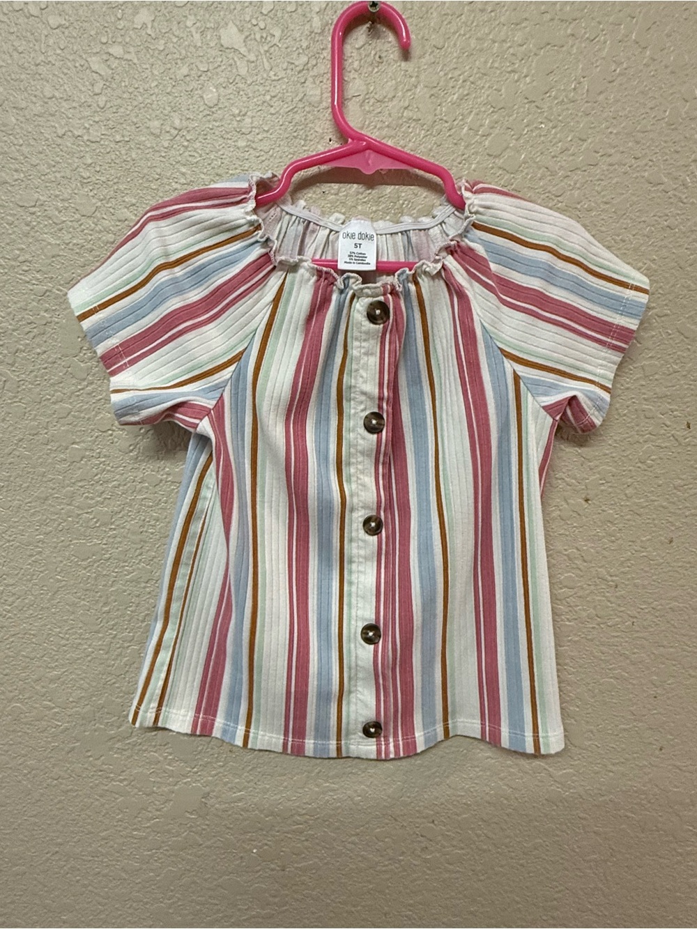 okie dokie Striped Button Front Top